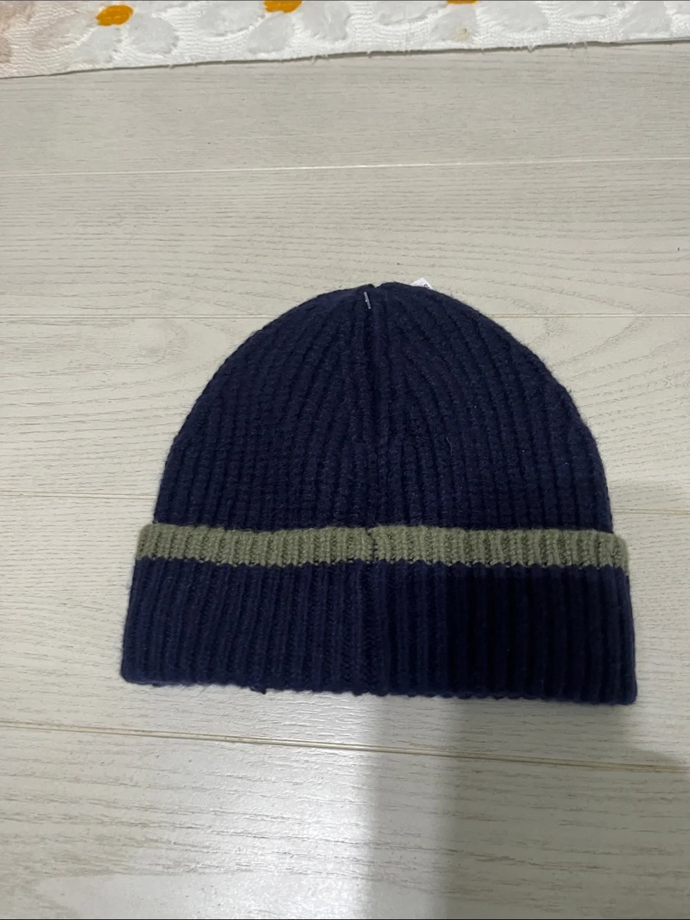 GAP Kids Navy Blue Beanie with Olive Stripe